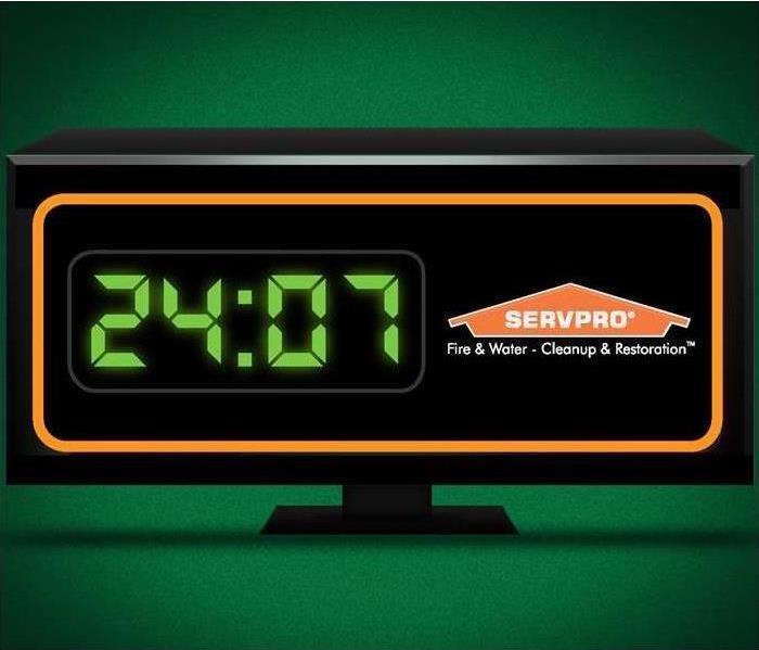 SERVPRO alarm clock reading "24:07"